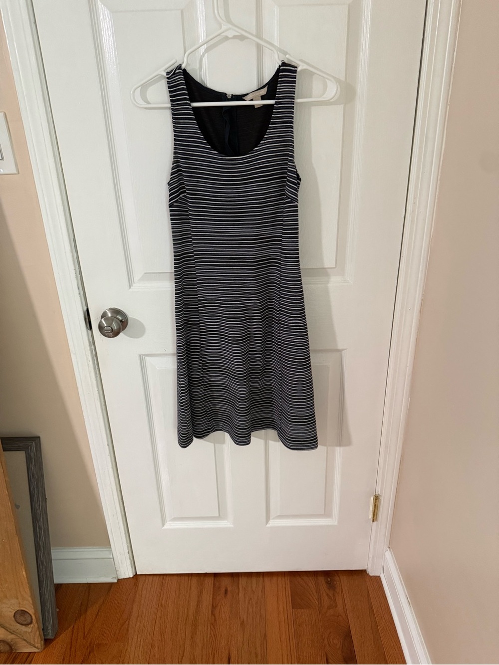 Banana Republic Black and White Striped Sleeveless A-Line Dress